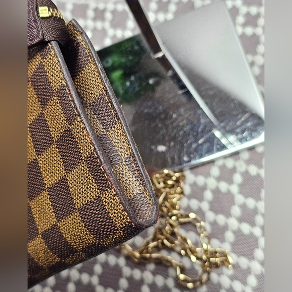 LOUIS VUITTON Damier Ebene Pouch CONVERTED to CROSSBODY (Unbranded chain - Picture 6 of 17